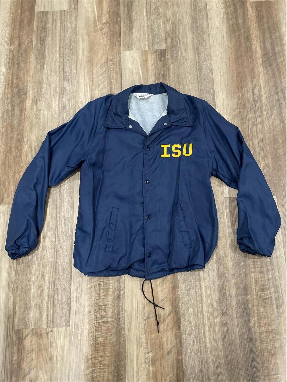 Vintage Iowa State Chalk Line ISU Blue Windbreaker Jacket Snap Front NCAA Size M